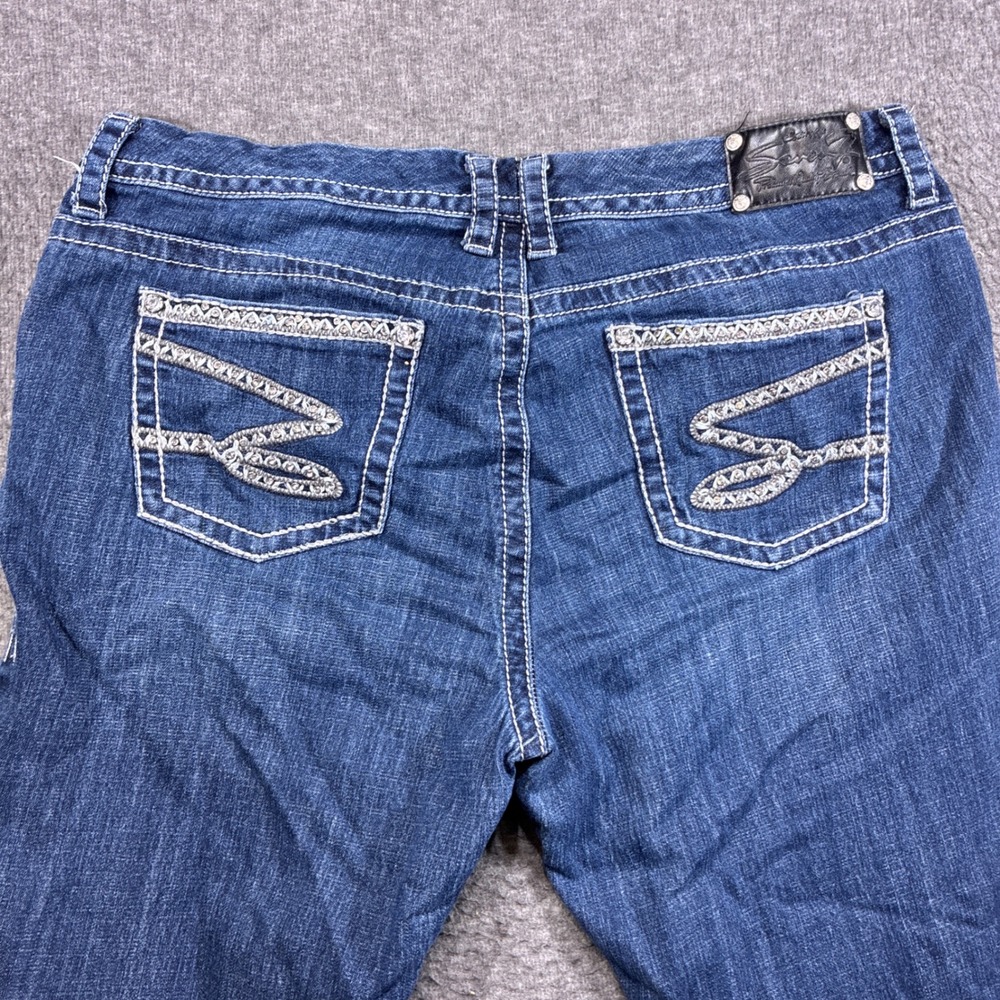 Seven7 Luxe Straight Leg Jeans Womens 18 Blue Embroidered Flap‎ Pocket Denim